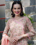 Blush Harmony Pink Anarkali Kurta Pant with Dupatta Set Ethnic Wear for Women