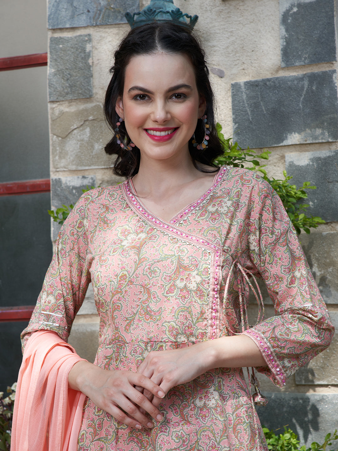 Blush Harmony Pink Anarkali Kurta Pant with Dupatta Set Ethnic Wear for Women