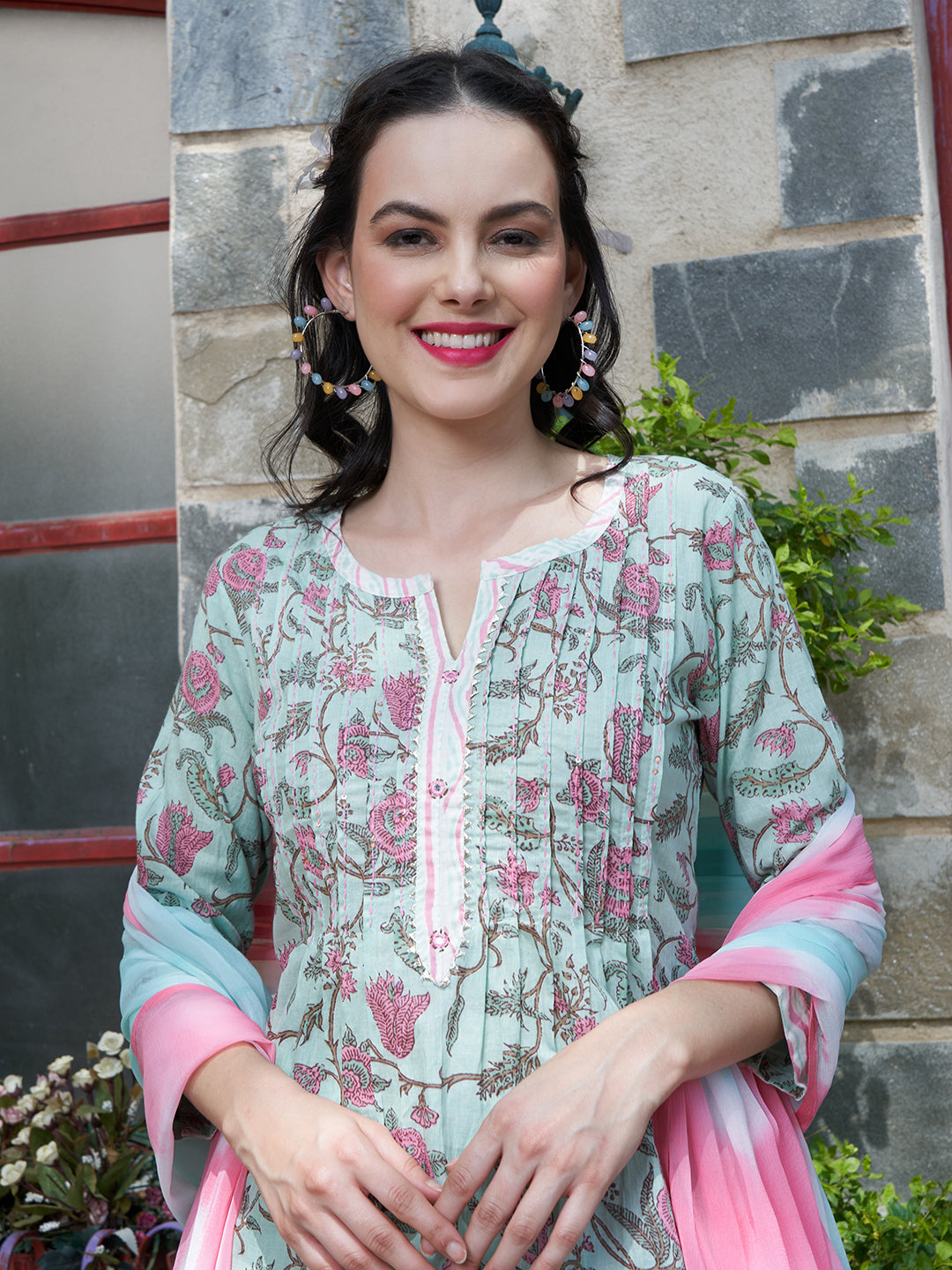 Teal Whisper Cotton Printed Kurta Pant with Dupatta Set  Ethnic Wear for Women