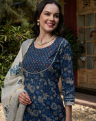 Blue Gotta Patti Cotton Kurta Set – Festive & Casual Wear