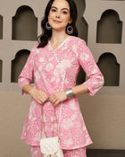 Nivara Floral Printed Cotton Tunic & Trousers Co-ord Set