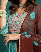 Blue Mirage Printed Cotton Kurta Set