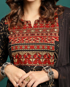 Petal Path Printed Straight Kurta With Trouser & Dupatta Set