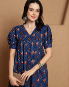 Kavini Blue Printed Cotton Co-ord Set with Top & Trousers