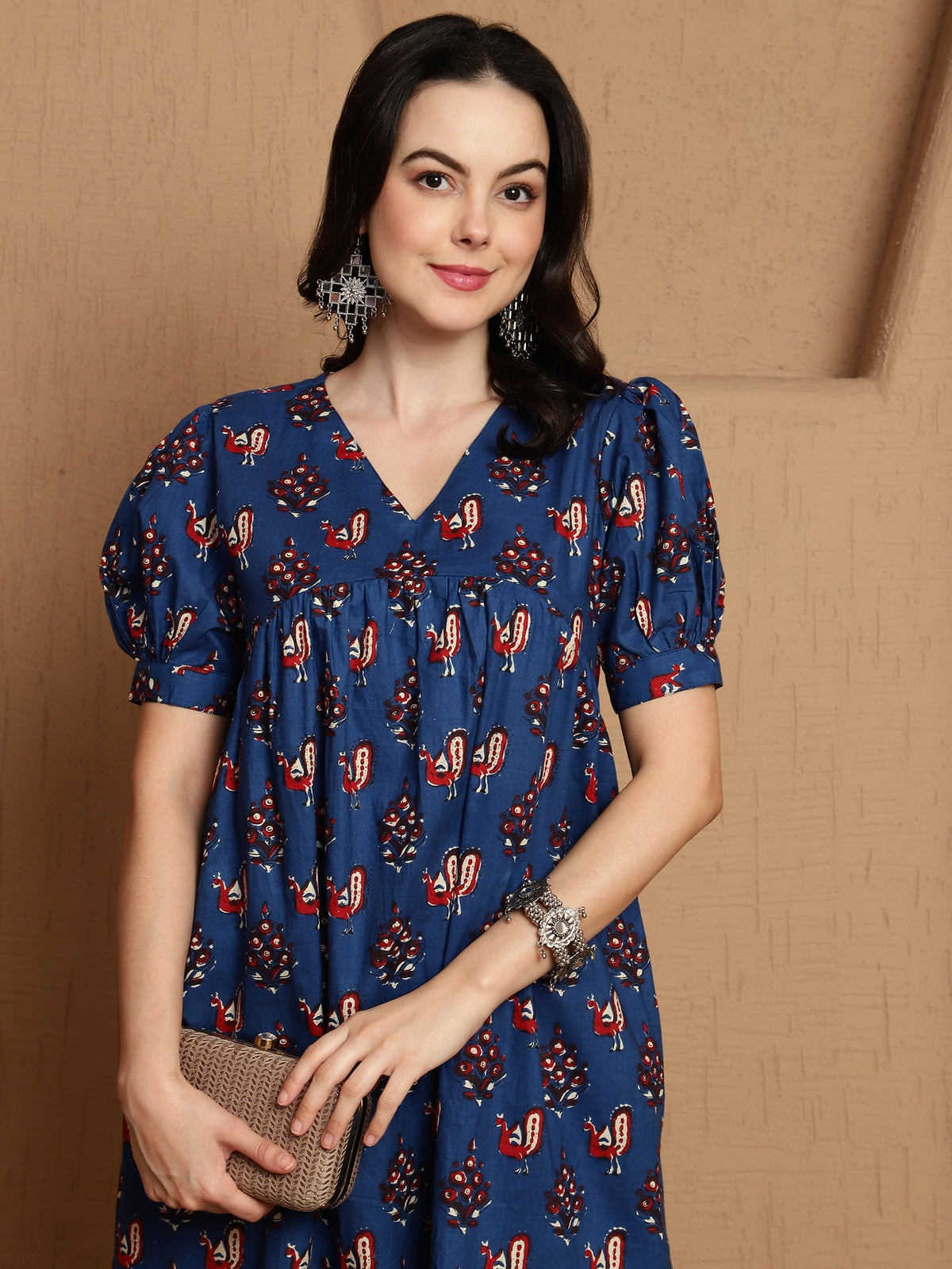 Kavini Blue Printed Cotton Co-ord Set with Top & Trousers