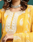 Amber Radiance Embroidered Pure Cotton Kurta Trouser With Dupatta