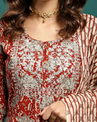 Ruby Harvest Printed Pure Cotton Kurta With Trouser & Dupatta Set