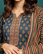 Ocean Drift Printed Pure Cotton Straight Kurta With Trouser & Dupatta Set