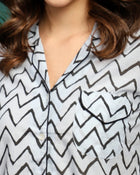 Zig Aura Chevron Printed Pure Cotton Shirt & Pyjama Co-Ord Set