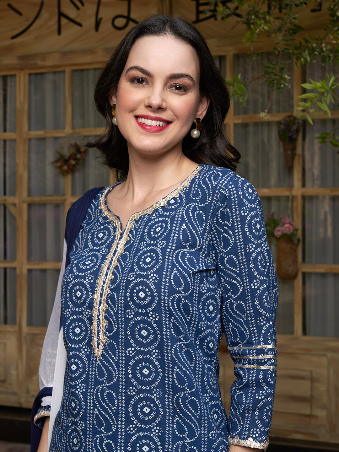 Sapphire Bloom Blue Cotton Printed Kurta Pant with Dupatta Set Ethnic Wear for Women