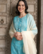 Turquoise Tranquil Cotton Printed Kurta Pant with Dupatta Set  Ethnic Wear for Women