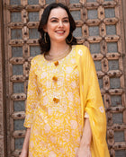 Sunshine Bloom  Floral Printed Kurta Pant with Dupatta Set Ethnic Wear for Women