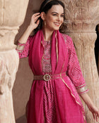 Bandhani Bloom Pink Printed Kurta Pant with Dupatta Set