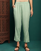 Mint Mirage Floral Embroidered Kurta & Trouser With Dupatta Set