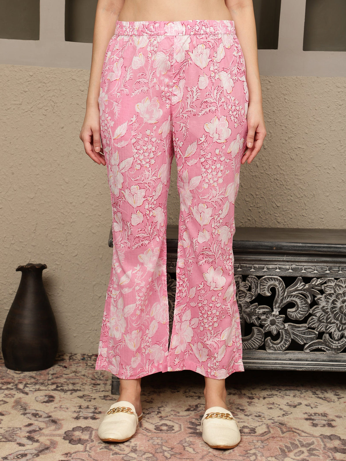 Nivara Floral Printed Cotton Tunic & Trousers Co-ord Set