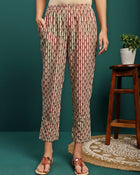 Ruby Harvest Printed Pure Cotton Kurta With Trouser & Dupatta Set