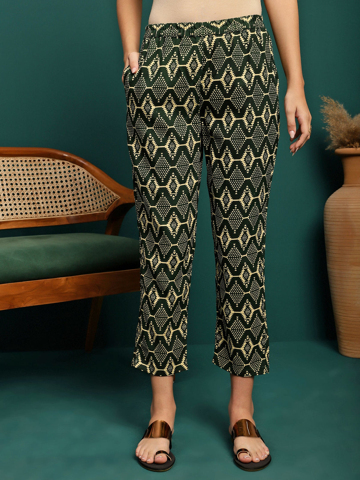 Forest Muse Printed Rayon Tunic & Trouser Co-Ord Set