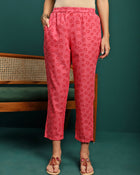 Blush Bloom Printed Pure Cotton Straight Kurta With Trouser & Dupatta Set