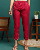 Aurora Thread Floral Embroidered Round-Neck Straight Kurta With Trousers & Dupatta
