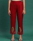 Scarlet Majesty Embroidered 3-Piece Kurta Trouser & Dupatta Set