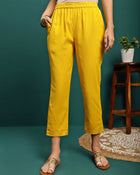 Golden Thread Embroidered Round-Neck Straight Kurta With Trousers & Dupatta
