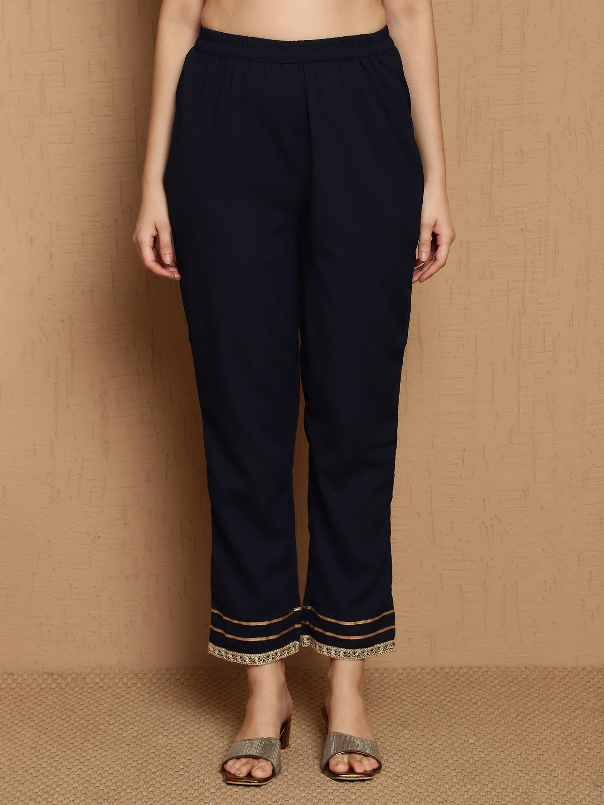 Ebon Weave Floral Embroidered Straight Kurta & Trousers With Dupatta