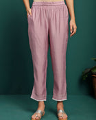 Orchid Bloom Embroidered Round-Neck Kurta With Trouser & Dupatta