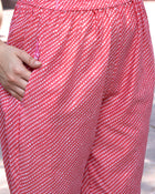 Pink Bandhani Printed Pure Cotton Angrakha Kurta With Trousers & Dupatta