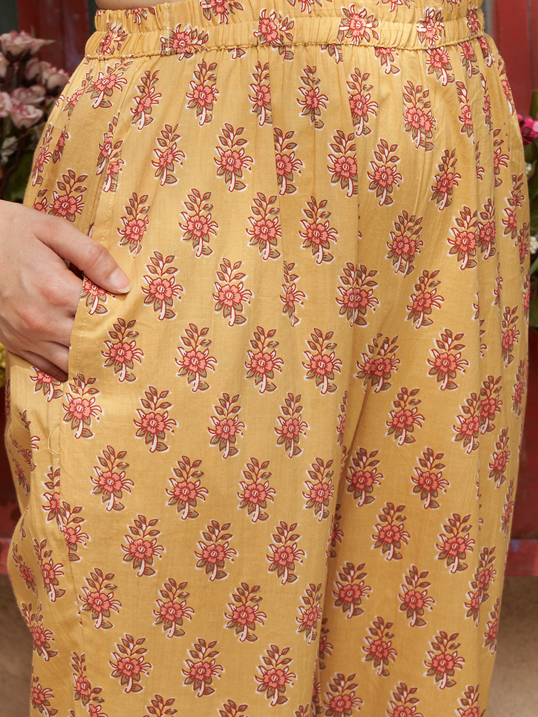 Printed Pure Cotton Straight Kurta With Trouser & Dupatta