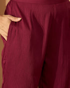 Ameera Maroon Solid Cotton Shirt & Trouser Co-ord Set
