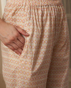 Saffron Spring Yellow Floral Printed Cotton Kurta Pant with Dupatta Set Ethnic Wear for Women