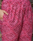 Bandhani Bloom Pink Printed Kurta Pant with Dupatta Set