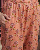 Peach Blossom Floral Printed Cotton Kurta Pant with Dupatta Set  Ethnic Wear for Women