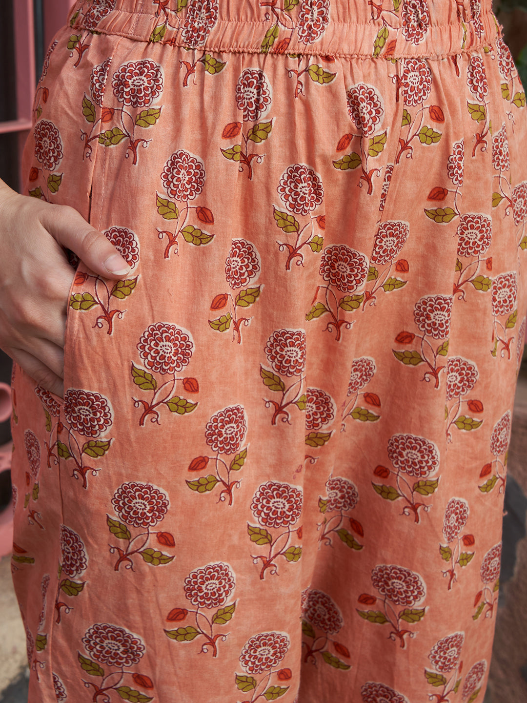 Peach Blossom Floral Printed Cotton Kurta Pant with Dupatta Set  Ethnic Wear for Women