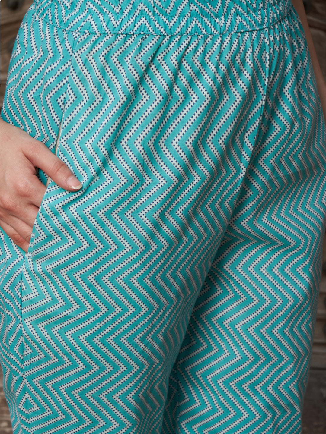 Ocean Mist Turquoise Cotton Printed Kurta Pant with Dupatta Set  Ethnic Wear for Women
