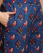 Kavini Blue Printed Cotton Co-ord Set with Top & Trousers