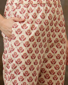 Amaira Floral Printed Straight Pure Cotton Kurta Set with Trousers & Dupatta - aunlabel