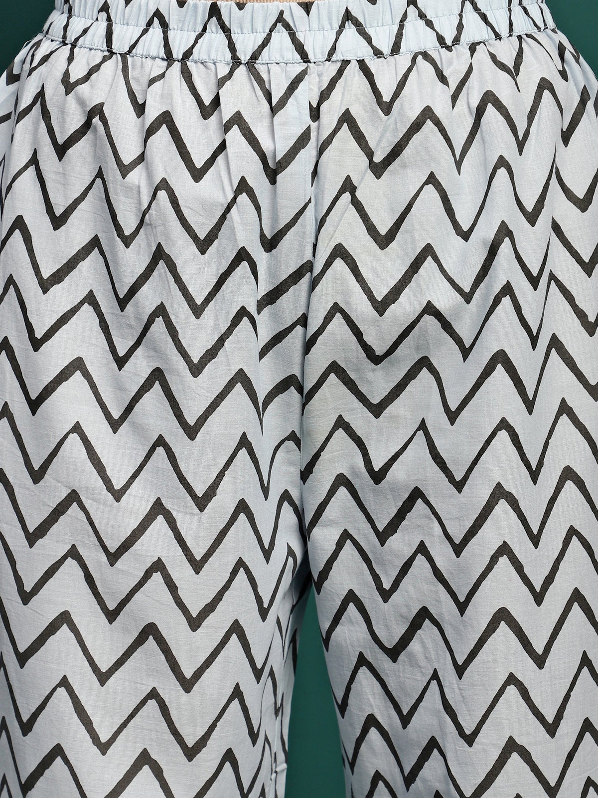Zig Aura Chevron Printed Pure Cotton Shirt & Pyjama Co-Ord Set