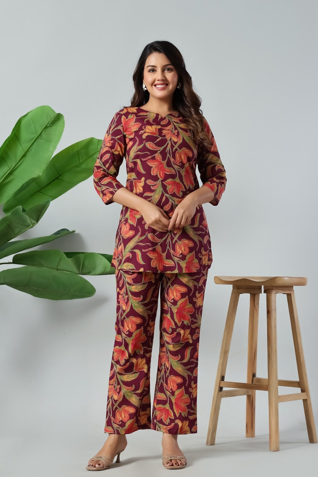 Burgundy Bloom Premium Co-Ord Set