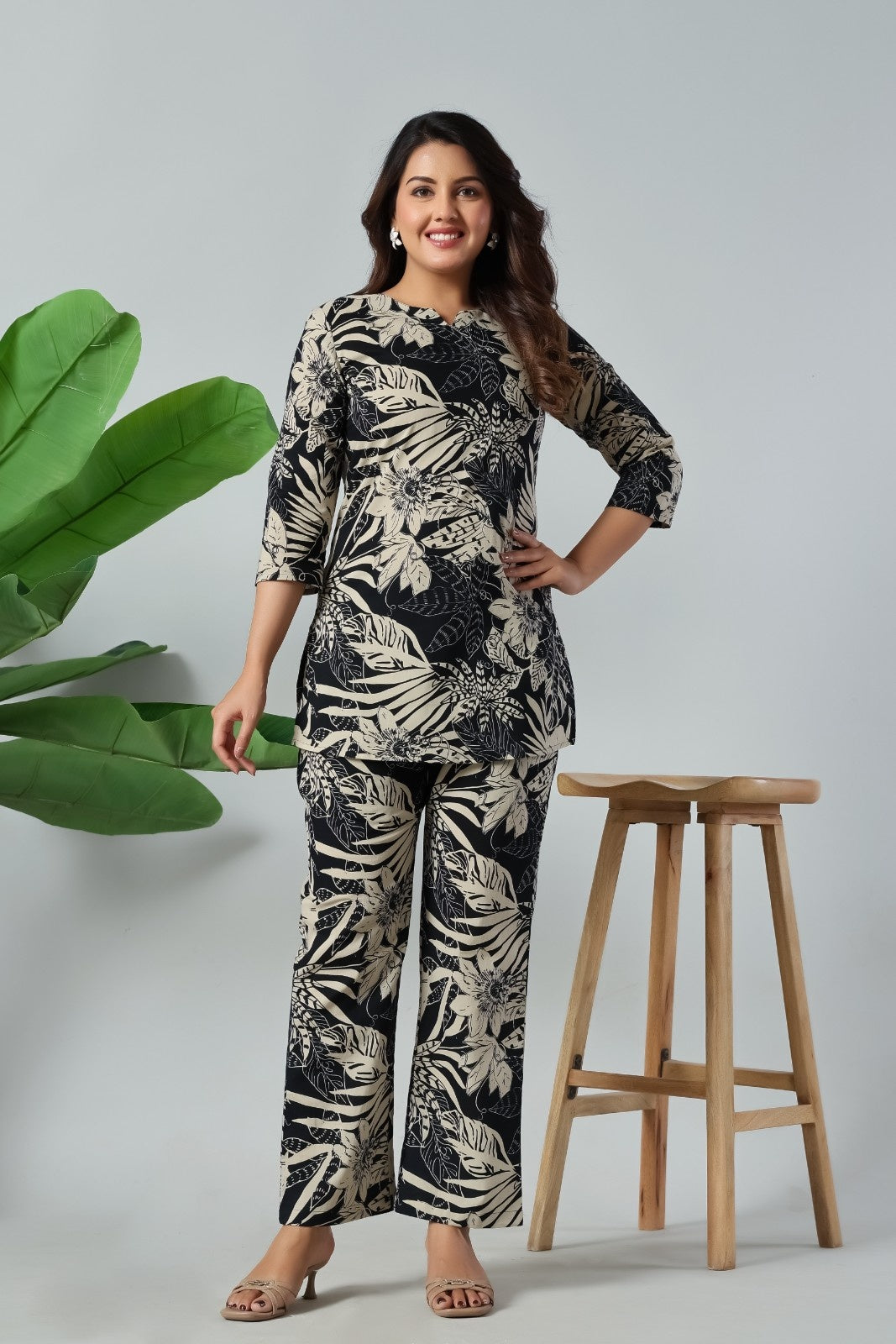 Noir Palm Luxe Co-Ord Set