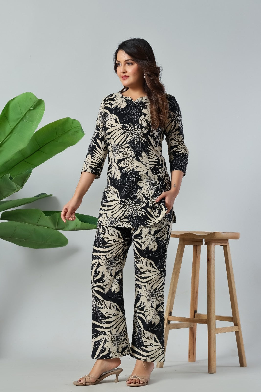 Noir Palm Luxe Co-Ord Set