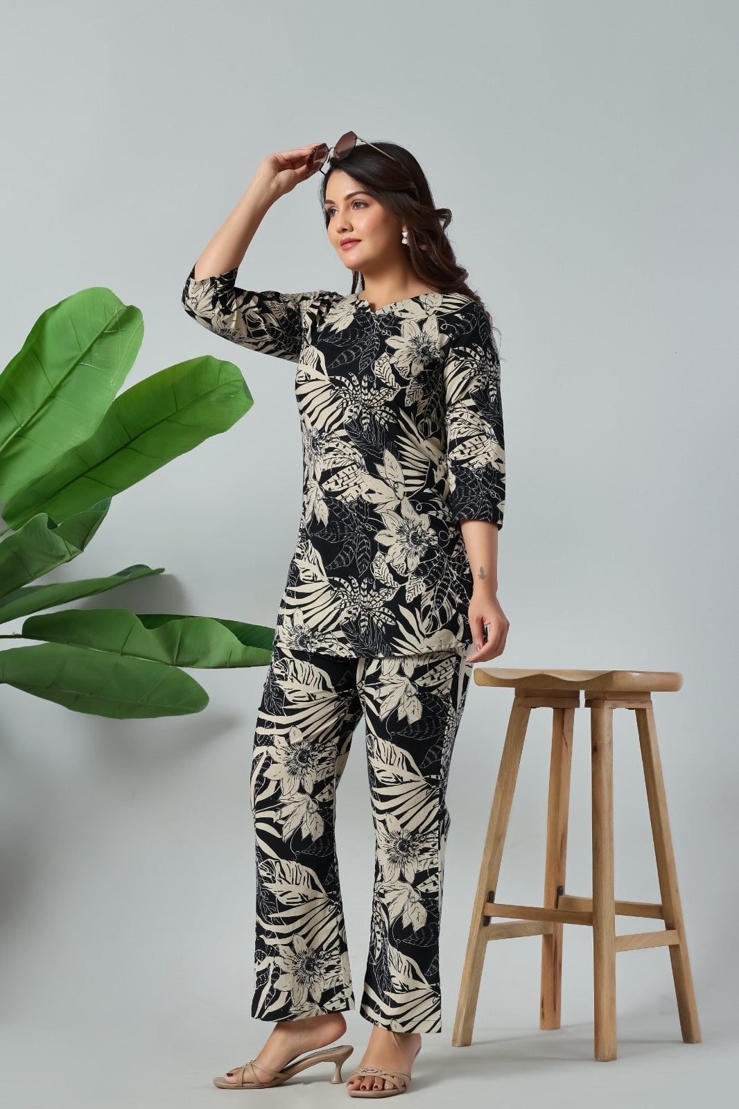 Noir Palm Luxe Co-Ord Set