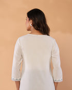Ivory Petals – Cotton Flex Floral Embroidered Top