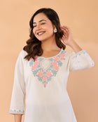 Ivory Petals – Cotton Flex Floral Embroidered Top