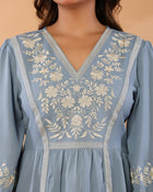 Celeste Bloom – Premium Crape Embroidered V-Neck Top