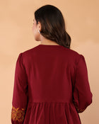 Women V-Neck Embroidered Western Top