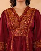 Women V-Neck Embroidered Western Top