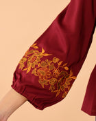 Women V-Neck Embroidered Western Top