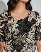 Black Tropical Printed Co-ord Set for Women – Crop Top & Pants
