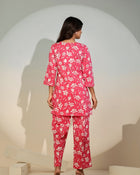 Pink Floral Co-Ord Set for Women – Casual Cotton Lounge Wear